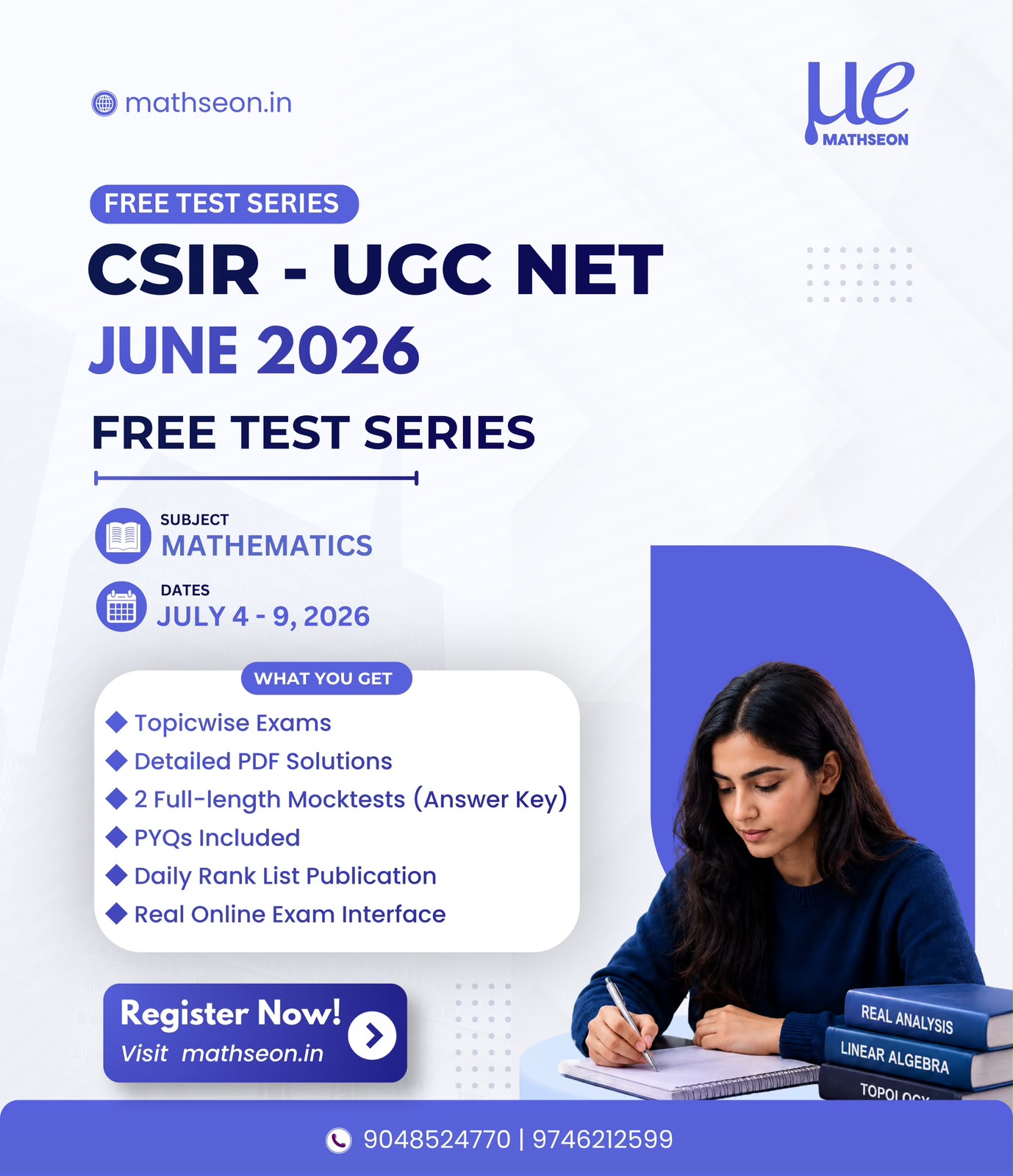 CSIR–UGC NET Mathematics | June 2026 Free Test Series